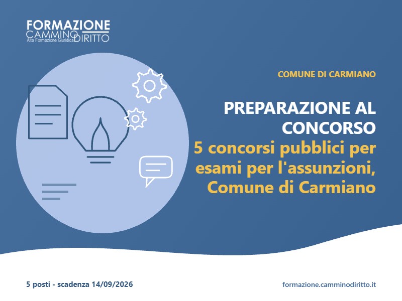 PREPARAZIONE AL CONCORSO - 5 concorsi pubblici per esami per l'assunzioni, Comune di Carmiano