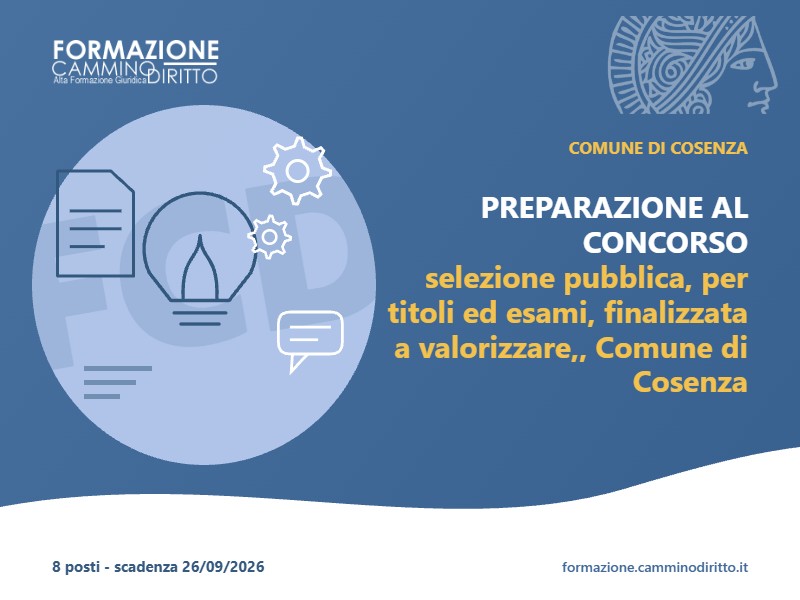 PREPARAZIONE AL CONCORSO - selezione pubblica, per titoli ed esami, finalizzata a valorizzare, Comune di Cosenza